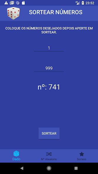 Screenshot original do Número da Sorte